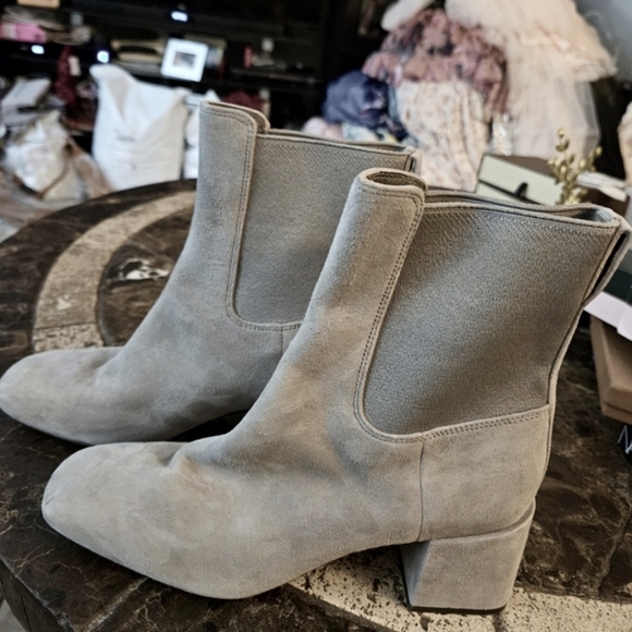 Vince Kimmy Block Heel Suede Leather Ankle Boots Hazelstone Gray Size 7 $395.00 - Picture 5 of 7